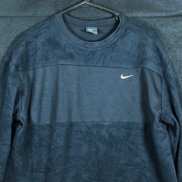 Nike Womens Sweatshirt Black Gold Icon Clash Therma Fleece Crew Stretch Small - Picture 2 of 12